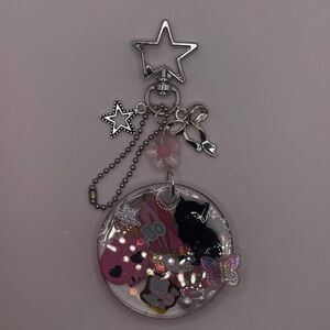 Silver and Pink Star Keychain